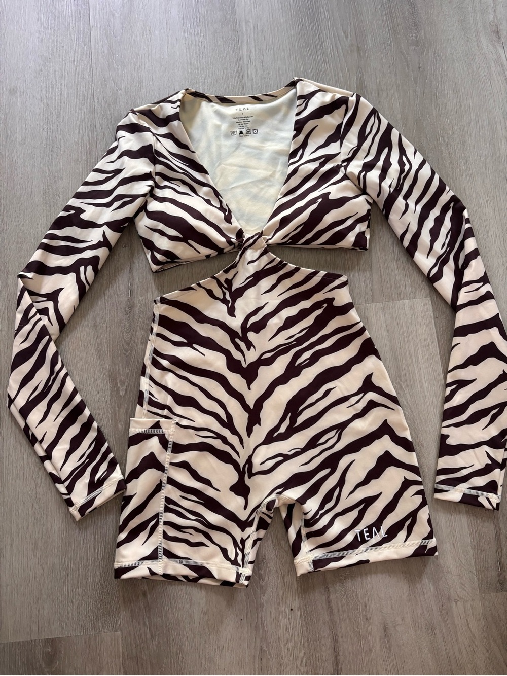Active By Teal Zebra Cutout Jumpsuit